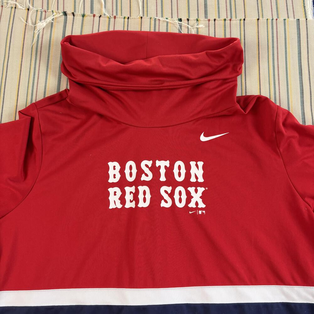 Boston Red Sox Hoodie Mens 2XL Red Blue MLB Baseball Nike Dri Fit Pullover